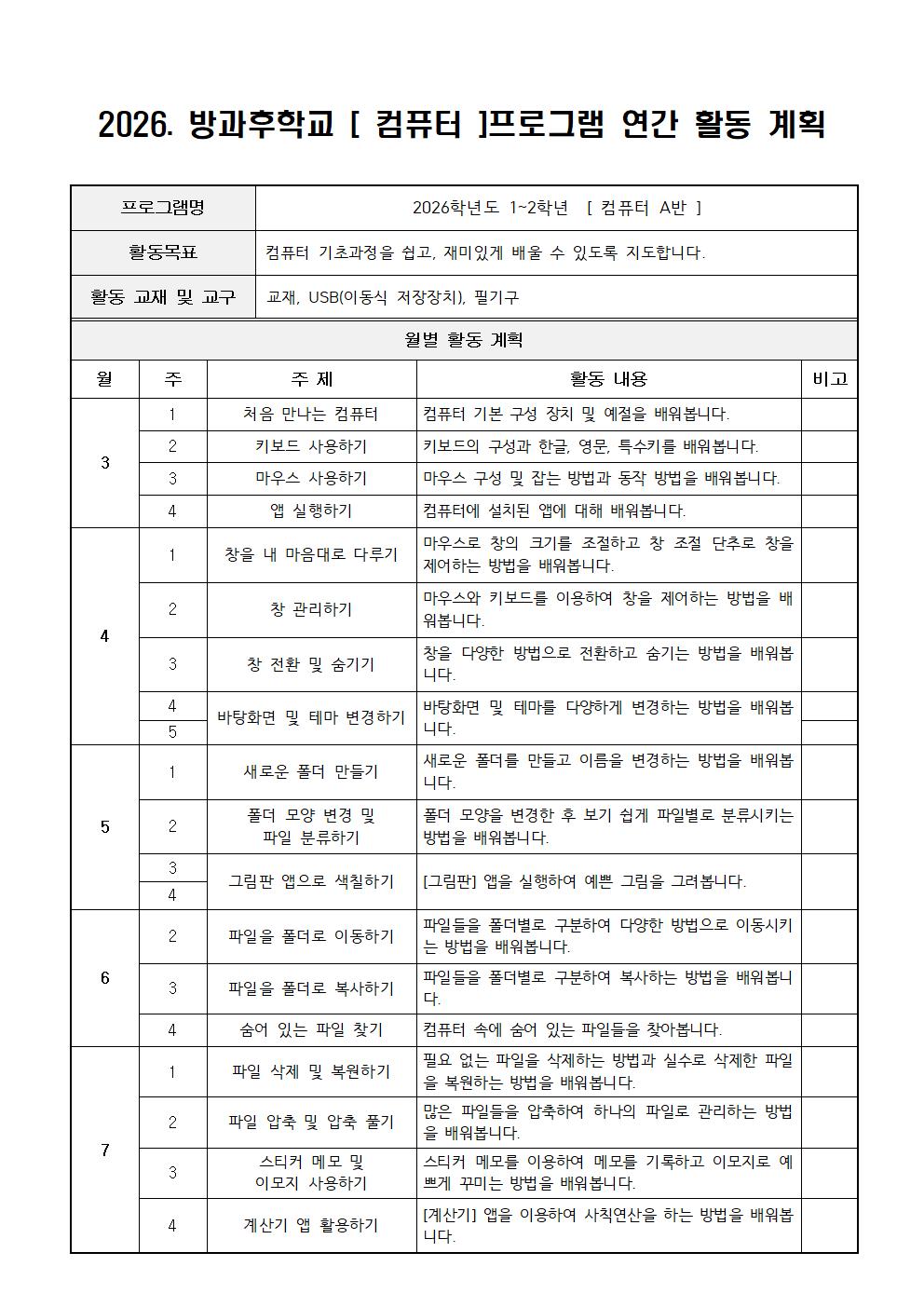 2026. 컴퓨터교실 연간 활동 계획(수정)